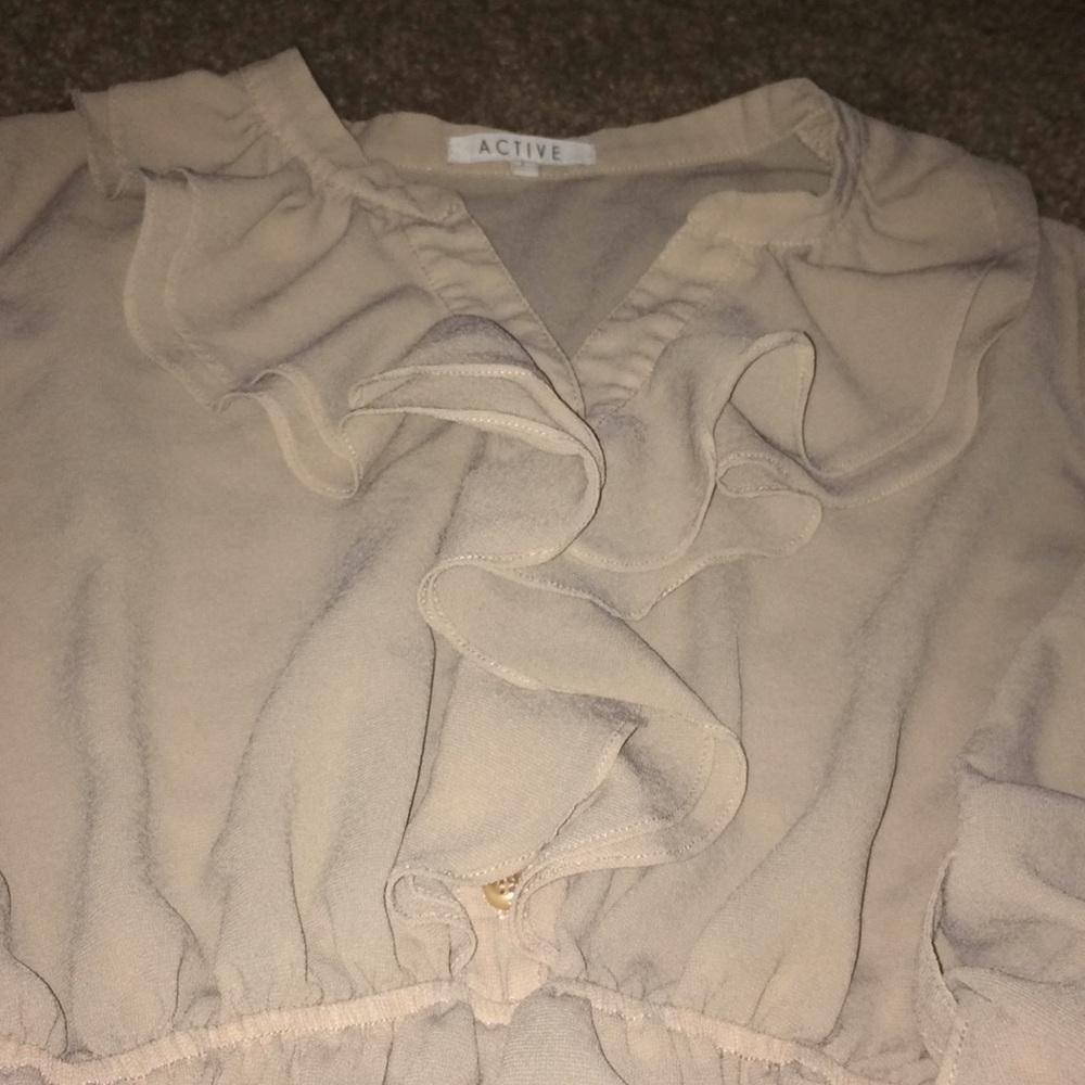 Tan / Nude Ruffle Color Blouse